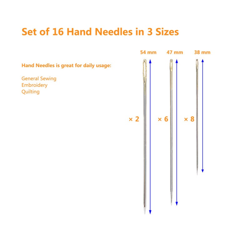 سيمثريد خيط بوليستر متعدد الأغراض 3 أبيض 3 أسود، 400 ياردة لكل منها 16 إبرة للخياطة اليدوية، وخيط لآلات خياطة قطع اللحف - Image 2